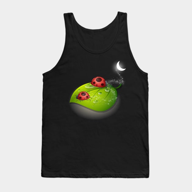 Cute Lady Bugs on a Green Leaf Tank Top by BellaPixel